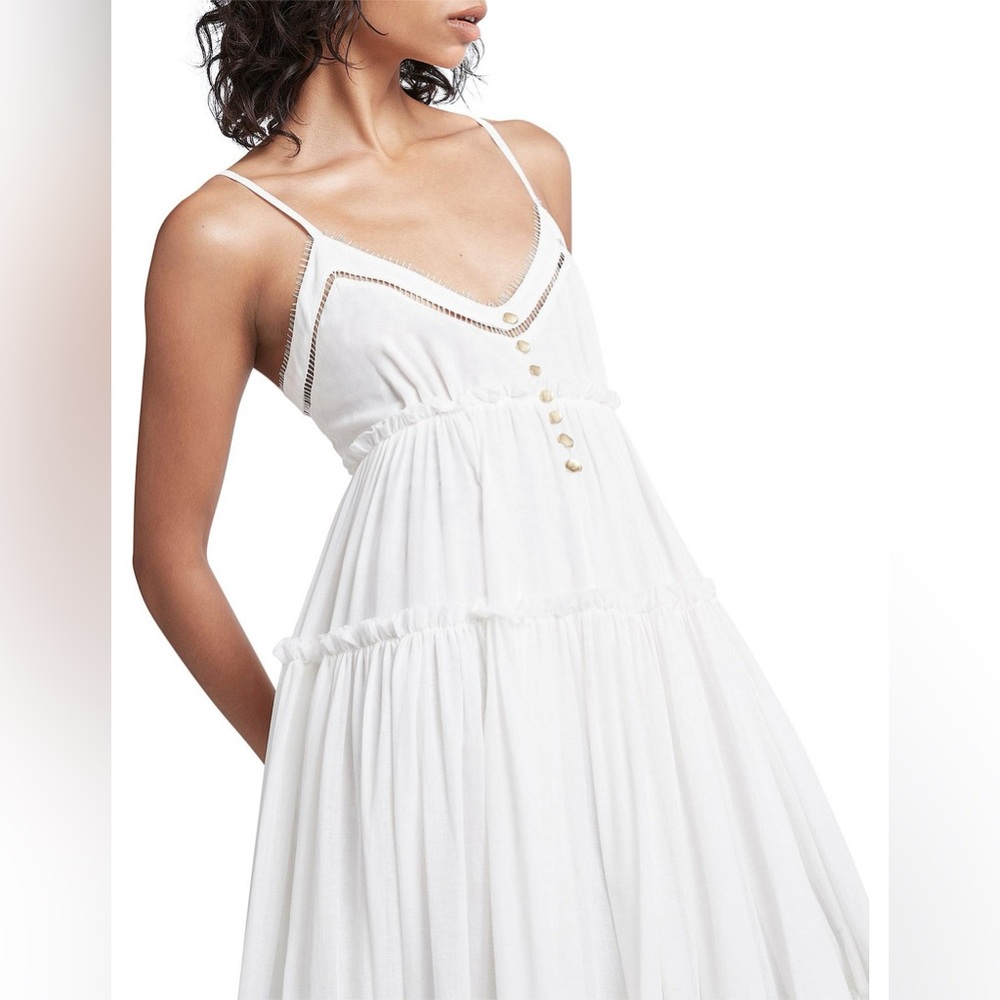 NWT AJE White Maxi summer Dress with gold buttons size 4 - Picture 3 of 7